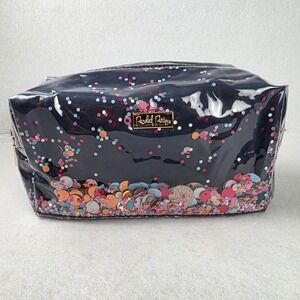 Packed Party Navy Blue Confetti Makeup Bag Sequin Toiletry Pouch Gold Zipper